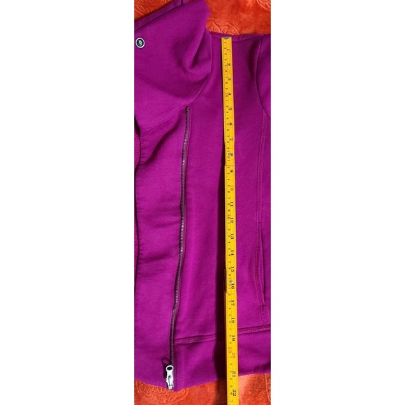 Talbots Petite Asymmetrical Zip Magenta Fleece Funnel Neck Moto Jacket - Picture 7 of 8